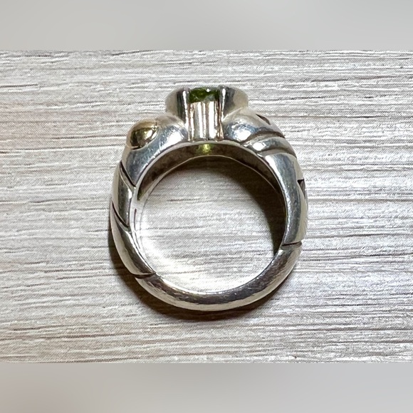 Vintage Designer John Atencio Sterling Silver & 18K Gold Peridot Ring, Size 6 - Picture 6 of 11